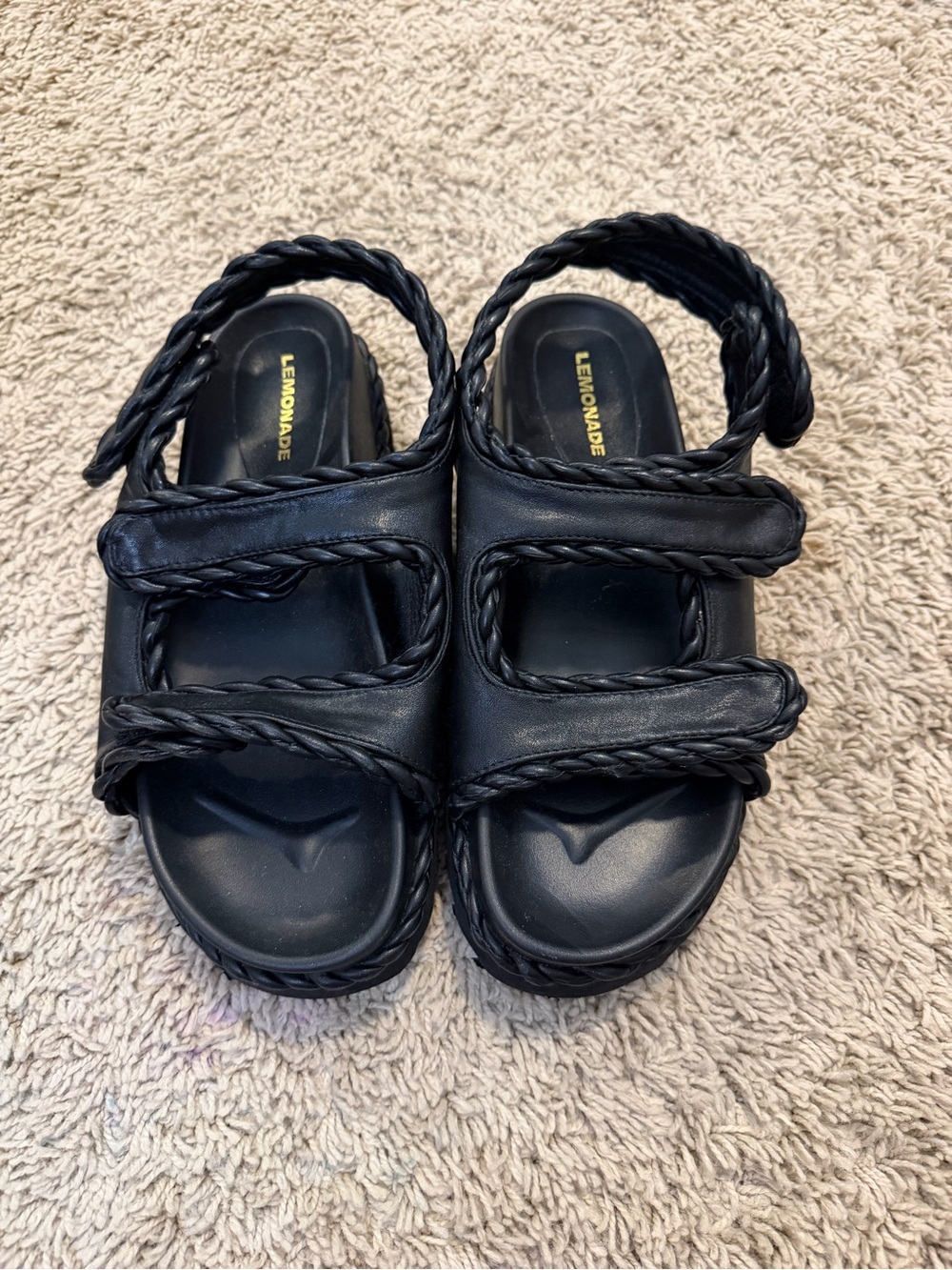 Braided Strap womens Sandals in Black